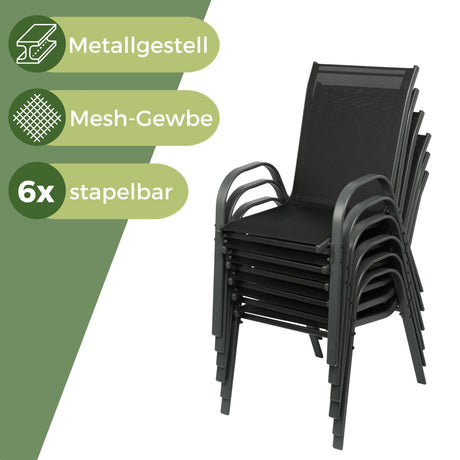 Gartenstühle Kuba mit Sitzauflage, stapelbar mit robustem Metallgestell