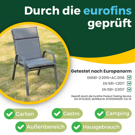 Gartenstühle Kuba mit Sitzauflage, stapelbar mit robustem Metallgestell
