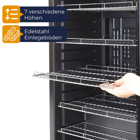 Kühlschrank GK 100– Leiser Getränkekühlschrank mit LED, Touchscreen & Schloss kleiner Flaschenkühlschrank schwarz 100L