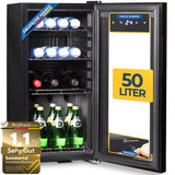 Kühlschrank GK 50– Leiser Getränkekühlschrank Gefrierfach mit LED, Touchscreen schwarz 50L