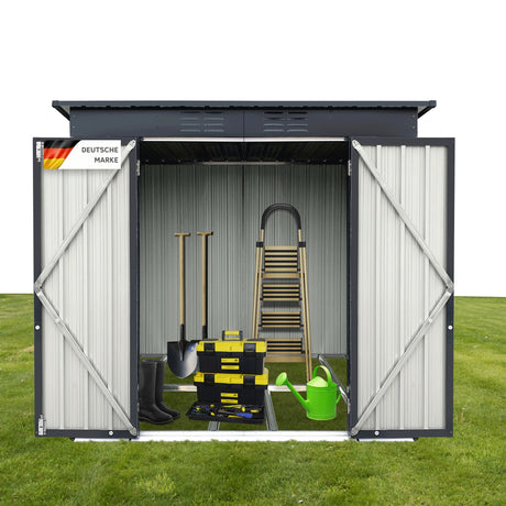 Albatros Profi Gerätehaus L – verzinktes Metall in Anthrazit (RAL 7016) | 202x118x173cm