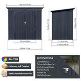 Albatros Profi Gerätehaus L – verzinktes Metall in Anthrazit (RAL 7016) | 202x118x173cm