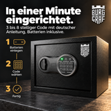 Burggraf Gr. L Tresor für zuhause, Buch-Safe, Hammerschlag, Möbeltresor, 25x35x25cm