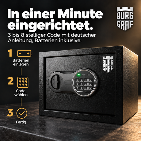 Burggraf Gr. L Tresor für zuhause, Buch-Safe, Hammerschlag, Möbeltresor, 25x35x25cm