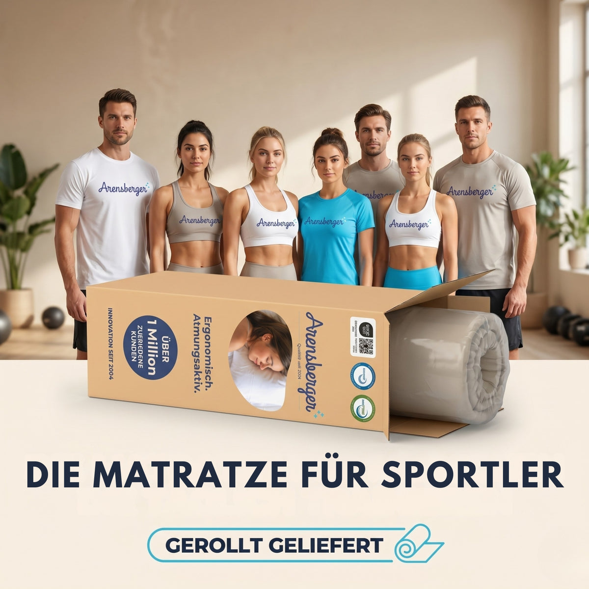 Arensberger LENA Federkernmatratze mit Memoryschaum | Höhe 21cm | Härtegrad H3 | HR Taschenfederkern Matratze | Rollmatratze | ergonomisch