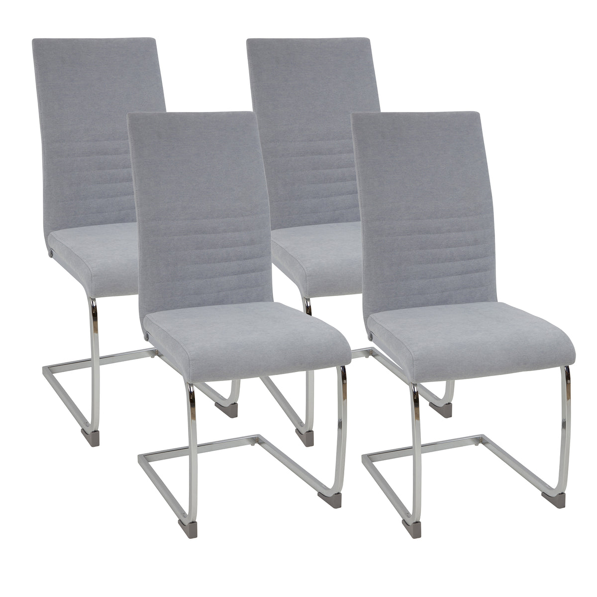 ALBATROS Freischwinger Designerstuhl LUGANO | 4er Set | Schwarz, Grau | Stoff Bezug