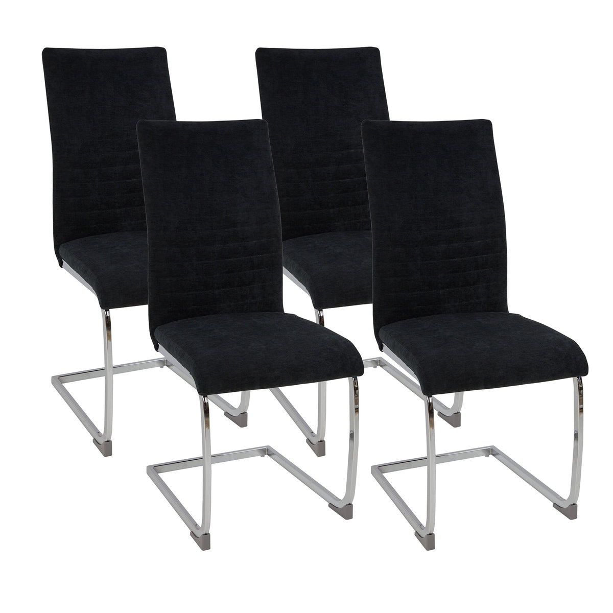 ALBATROS Freischwinger Designerstuhl LUGANO | 4er Set | Schwarz, Grau | Stoff Bezug