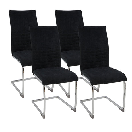 ALBATROS Freischwinger Designerstuhl LUGANO | 4er Set | Schwarz, Grau | Stoff Bezug