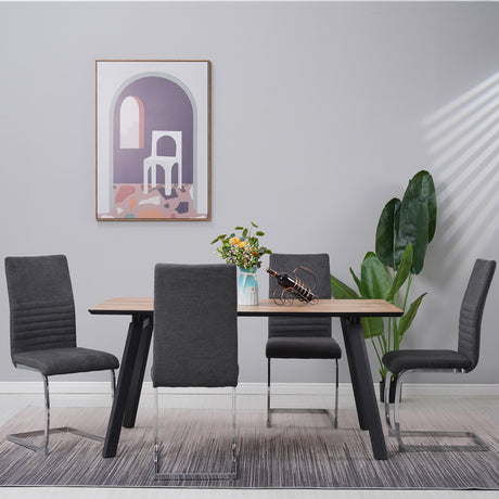 ALBATROS Freischwinger Designerstuhl LUGANO | 4er Set | Schwarz, Grau | Stoff Bezug