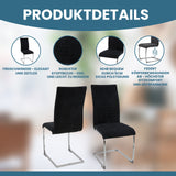 ALBATROS Freischwinger Designerstuhl LUGANO | 4er Set | Schwarz, Grau | Stoff Bezug