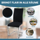 ALBATROS Freischwinger Designerstuhl LUGANO | 4er Set | Schwarz, Grau | Stoff Bezug