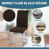 ALBATROS Freischwinger Designerstuhl LUGANO | 4er Set | Schwarz, Grau | Stoff Bezug