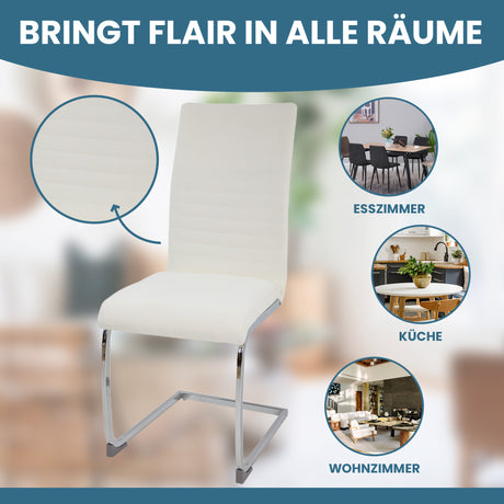 ALBATROS Freischwinger Designerstuhl LUGANO | 4er Set | Schwarz, Grau | Stoff Bezug