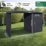 Albatros Profi Gerätehaus M –Geräteschuppen mit Holzunterstand, 2,3m³, verzinktes Metall in Anthrazit (RAL 7016) | 266x127x161cm