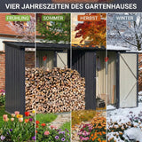 Albatros Profi Gerätehaus M –Geräteschuppen mit Holzunterstand, 2,3m³, verzinktes Metall in Anthrazit (RAL 7016) | 266x127x161cm