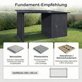 Albatros Profi Gerätehaus M –Geräteschuppen mit Holzunterstand, 2,3m³, verzinktes Metall in Anthrazit (RAL 7016) | 266x127x161cm
