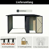 Albatros Profi Gerätehaus M –Geräteschuppen mit Holzunterstand, 2,3m³, verzinktes Metall in Anthrazit (RAL 7016) | 266x127x161cm