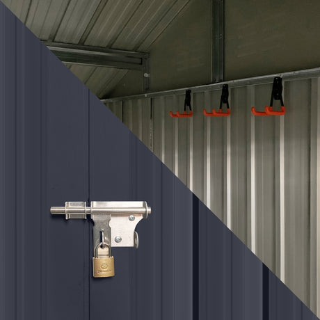 Albatros Profi Gerätehaus M –Geräteschuppen mit Holzunterstand, 2,3m³, verzinktes Metall in Anthrazit (RAL 7016) | 266x127x161cm