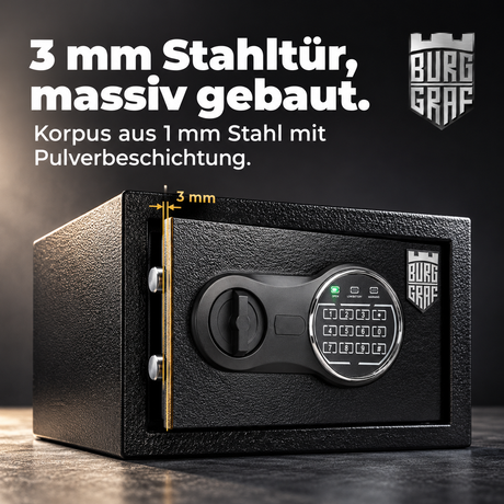 Burggraf Gr. M Safe, Tresor für zuhause, 20x31x20 cm, Buch-Safe, Hammerschlag, Zahlencode