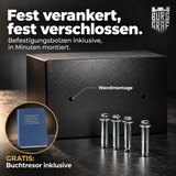 Burggraf Gr. M Safe, Tresor für zuhause, 20x31x20 cm, Buch-Safe, Hammerschlag, Zahlencode