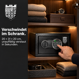 Burggraf Gr. M Safe, Tresor für zuhause, 20x31x20 cm, Buch-Safe, Hammerschlag, Zahlencode