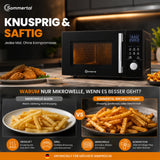 4in1 Mikrowelle MW2200 25L - Touch, Grill, Heißluft, 8 Programme, 60 Min Timer, Kindersicherung, Express-Start, Rost, Crisp-Pfanne