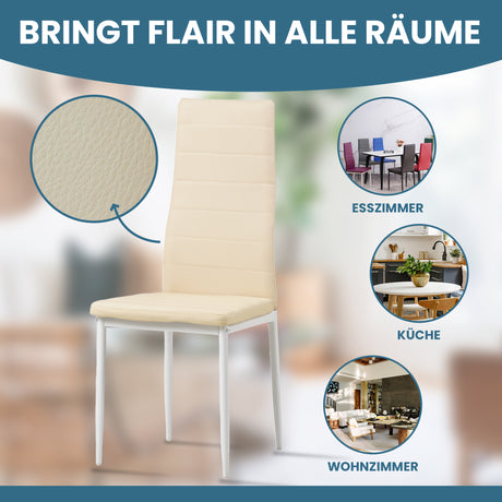 ALBATROS Designer Esszimmerstuhl MILANO | 4er/6er Set | Schwarz, Grau, Beige, Braun, Rot, Weiß | Kunstleder Bezug