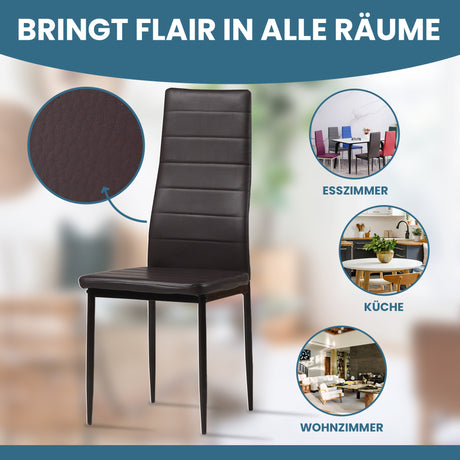 ALBATROS Designer Esszimmerstuhl MILANO | 4er/6er Set | Schwarz, Grau, Beige, Braun, Rot, Weiß | Kunstleder Bezug