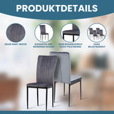 ALBATROS Designer Esszimmerstuhl MODENA | 4er/6er Set | Schwarz, Grau, Braun| Samt Bezug