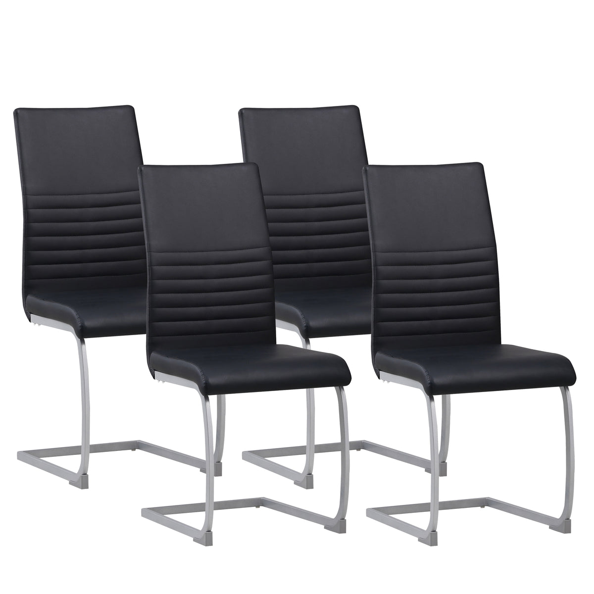 ALBATROS Freischwinger Designerstuhl MURANO | 4er Set | Schwarz, Grau, Beige, Braun, Weiß | Kunstleder Bezug