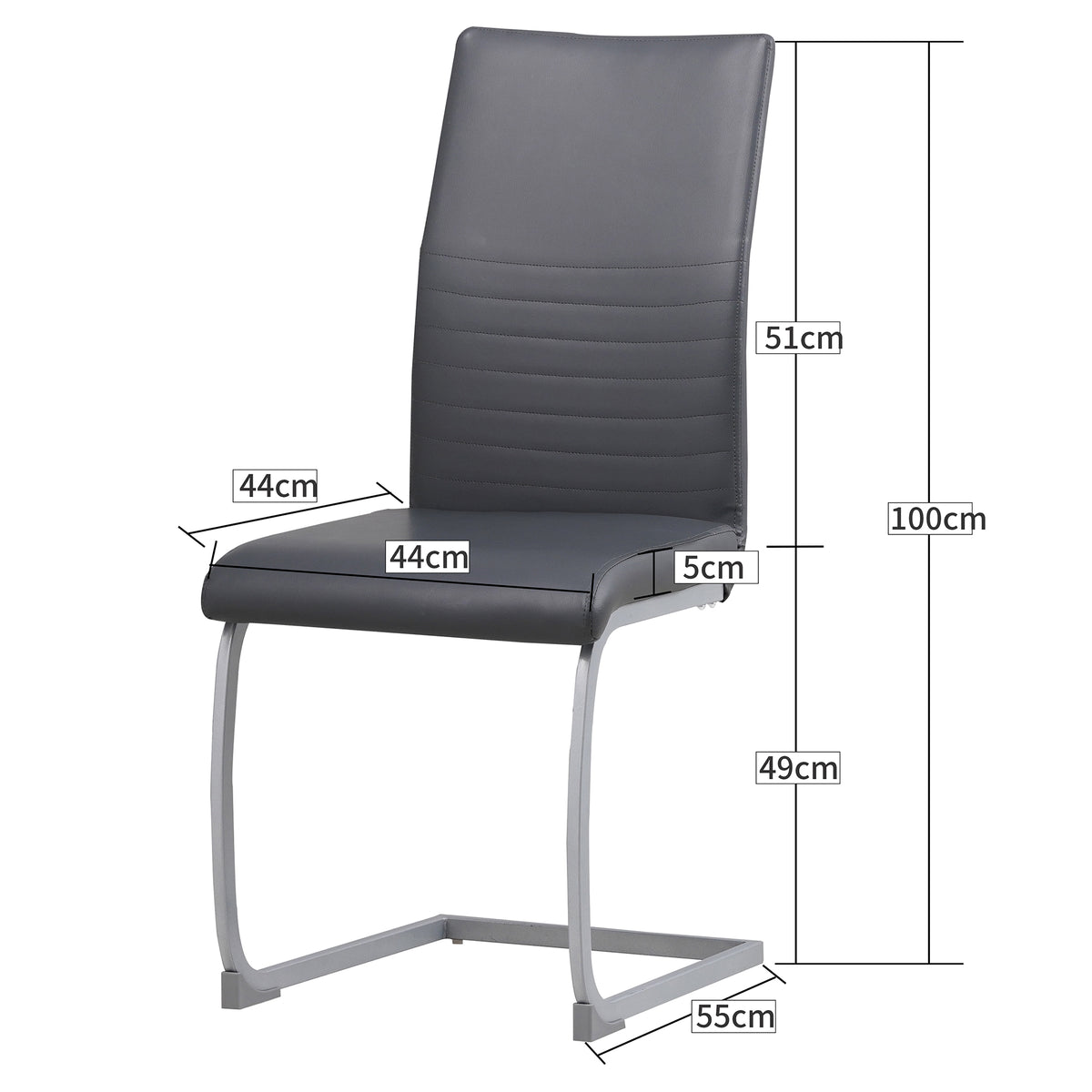 ALBATROS Freischwinger Designerstuhl MURANO | 4er Set | Schwarz, Grau, Beige, Braun, Weiß | Kunstleder Bezug