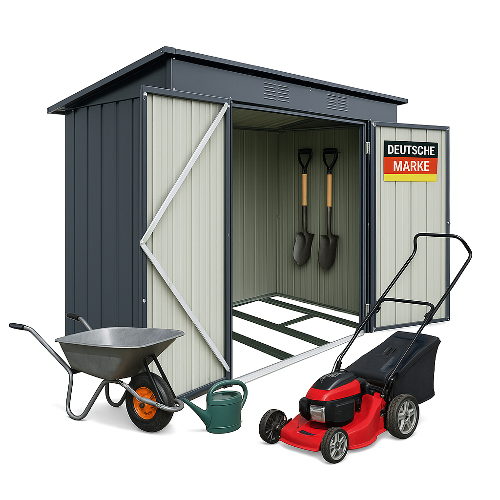 Albatros Profi Gerätehaus L – verzinktes Metall in Anthrazit (RAL 7016) | 202x118x173cm