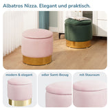 Sitzhocker mit Stauraum NIZZA Sherpa oder Samtbezug