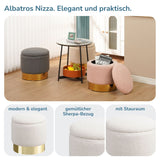 Sitzhocker mit Stauraum NIZZA Sherpa oder Samtbezug