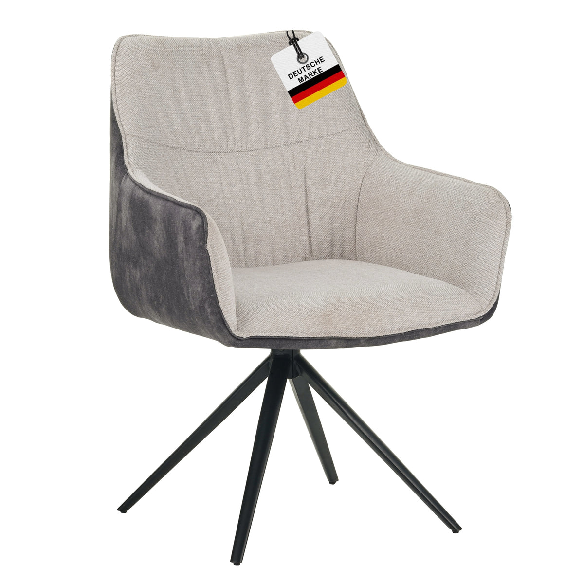 RAVINO Designer Drehstuhl PULA | 1er Set | Grau, Beige | Stoff Bezug