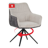 RAVINO Designer Drehstuhl PULA | 1er Set | Grau, Beige | Stoff Bezug