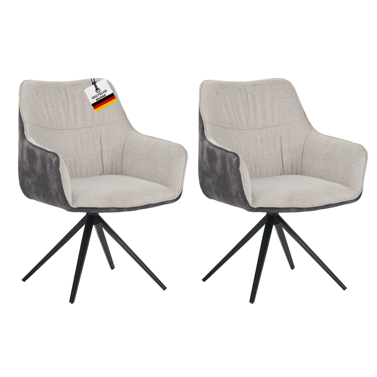 RAVINO Designer Drehstuhl PULA | 1er Set | Grau, Beige | Stoff Bezug