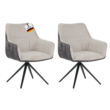 RAVINO Designer Drehstuhl PULA | 1er Set | Grau, Beige | Stoff Bezug
