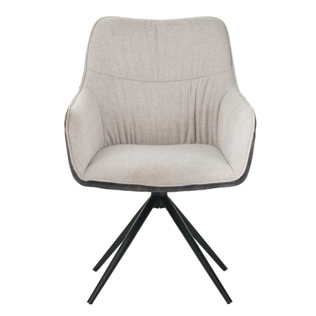 RAVINO Designer Drehstuhl PULA | 1er Set | Grau, Beige | Stoff Bezug
