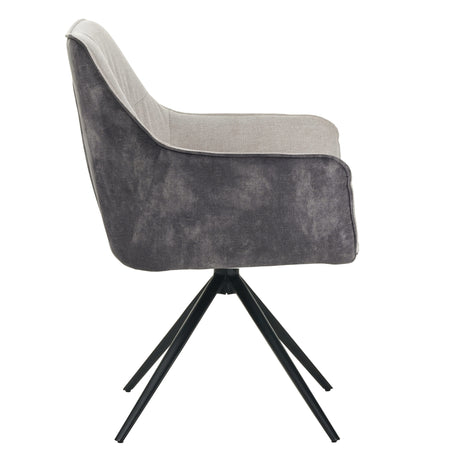 RAVINO Designer Drehstuhl PULA | 1er Set | Grau, Beige | Stoff Bezug