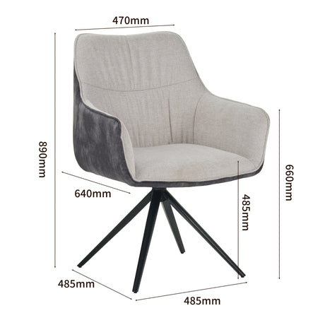 RAVINO Designer Drehstuhl PULA | 1er Set | Grau, Beige | Stoff Bezug