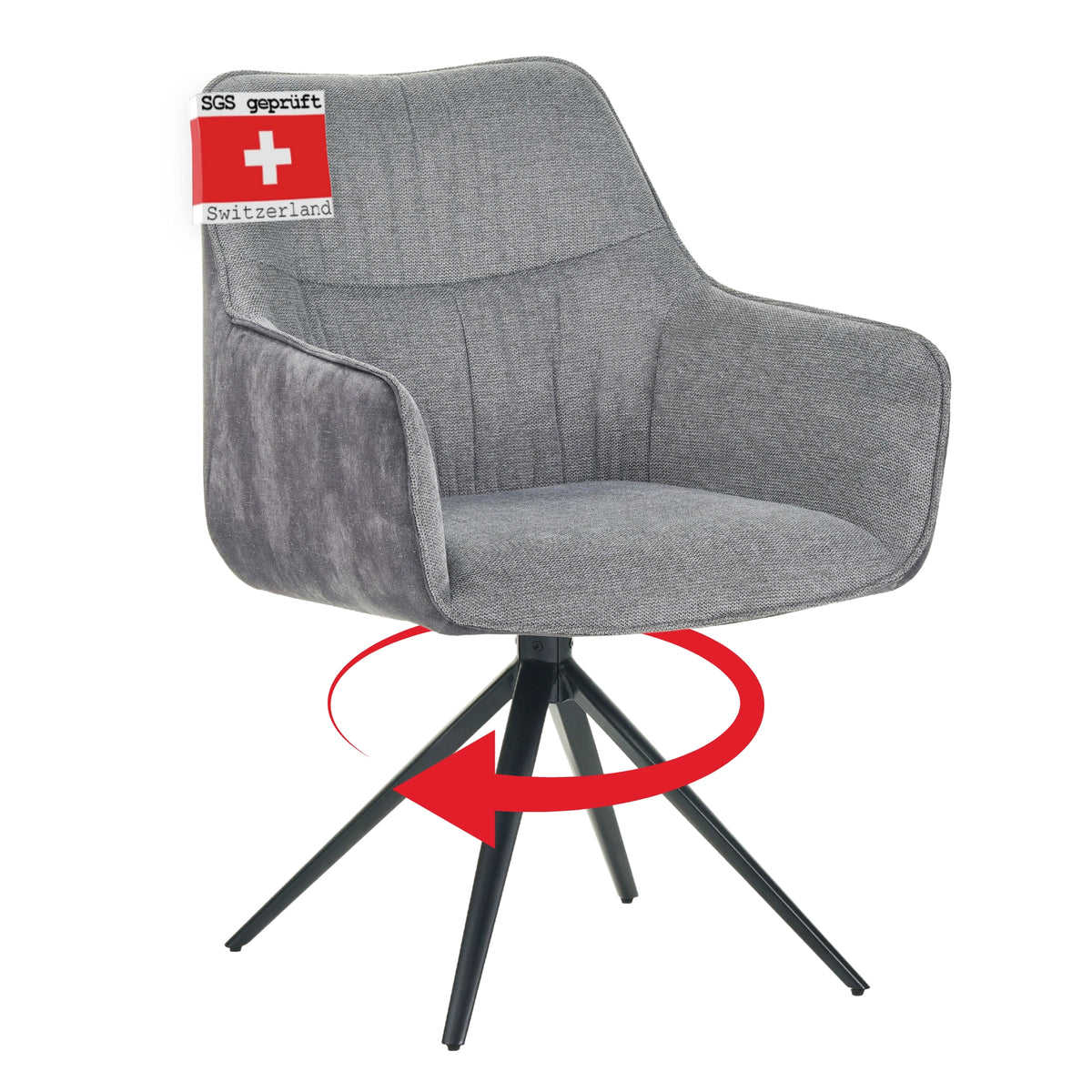 RAVINO Designer Drehstuhl PULA | 1er Set | Grau, Beige | Stoff Bezug