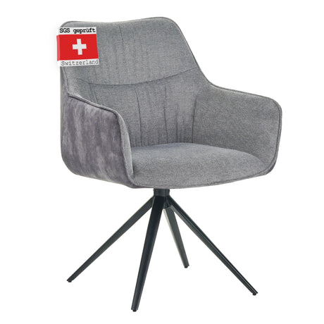 RAVINO Designer Drehstuhl PULA | 1er Set | Grau, Beige | Stoff Bezug