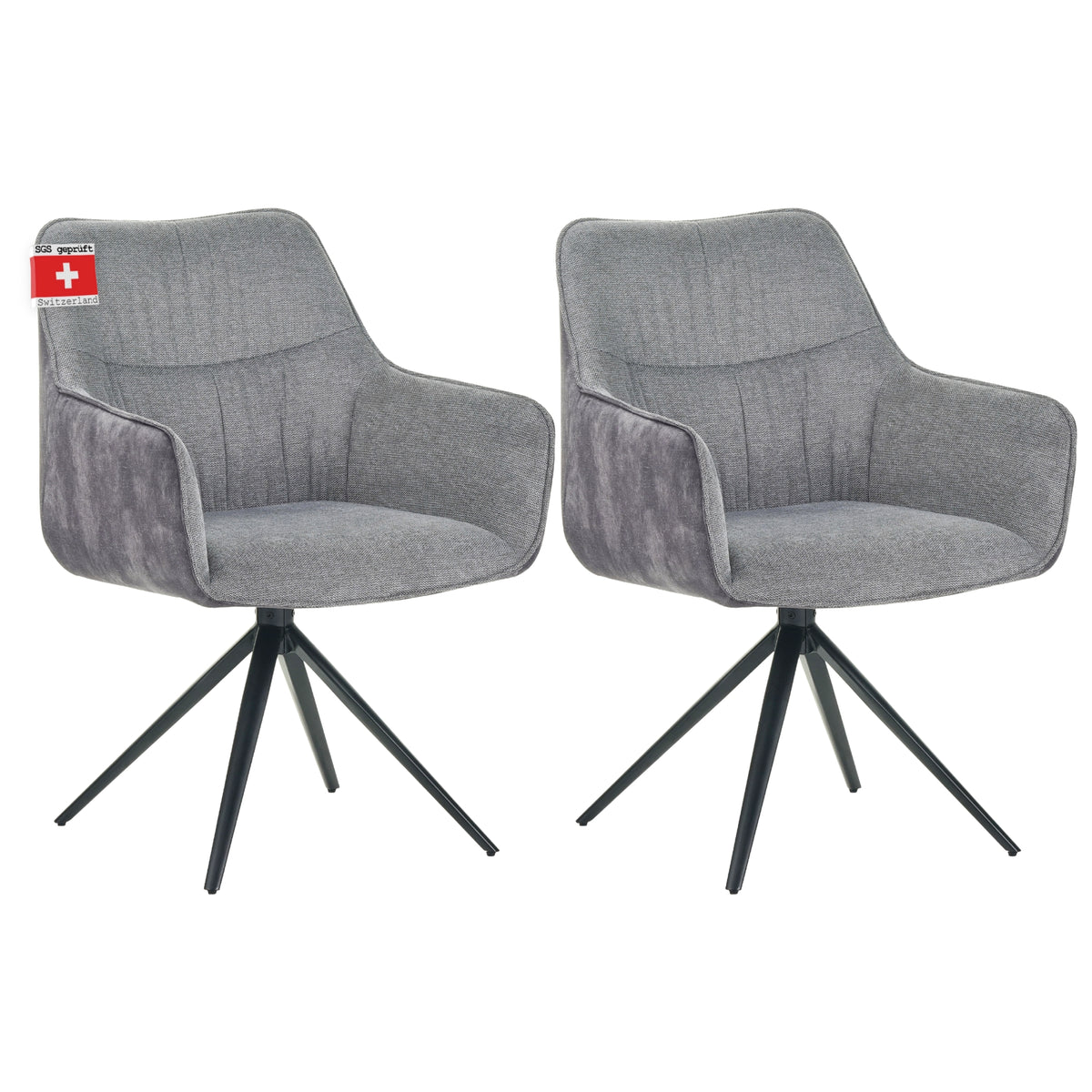 RAVINO Designer Drehstuhl PULA | 1er Set | Grau, Beige | Stoff Bezug