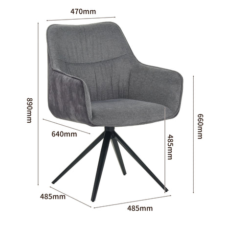 RAVINO Designer Drehstuhl PULA | 1er Set | Grau, Beige | Stoff Bezug