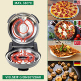 PizzaProfi Pizzaofen elektrisch Pizza Ofen mit Steinplatte, schnelle 3-Minuten Pizza