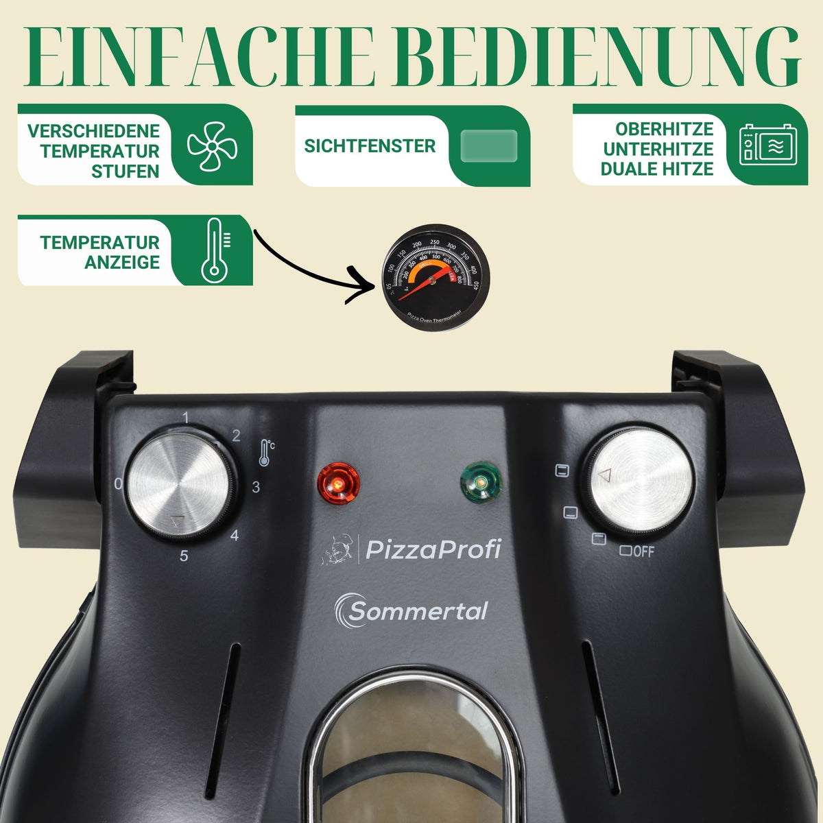 PizzaProfi Pizzaofen elektrisch Pizza Ofen mit Steinplatte, schnelle 3-Minuten Pizza