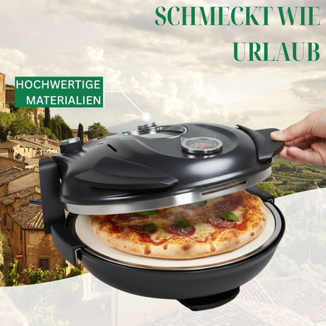 PizzaProfi Pizzaofen elektrisch Pizza Ofen mit Steinplatte, schnelle 3-Minuten Pizza