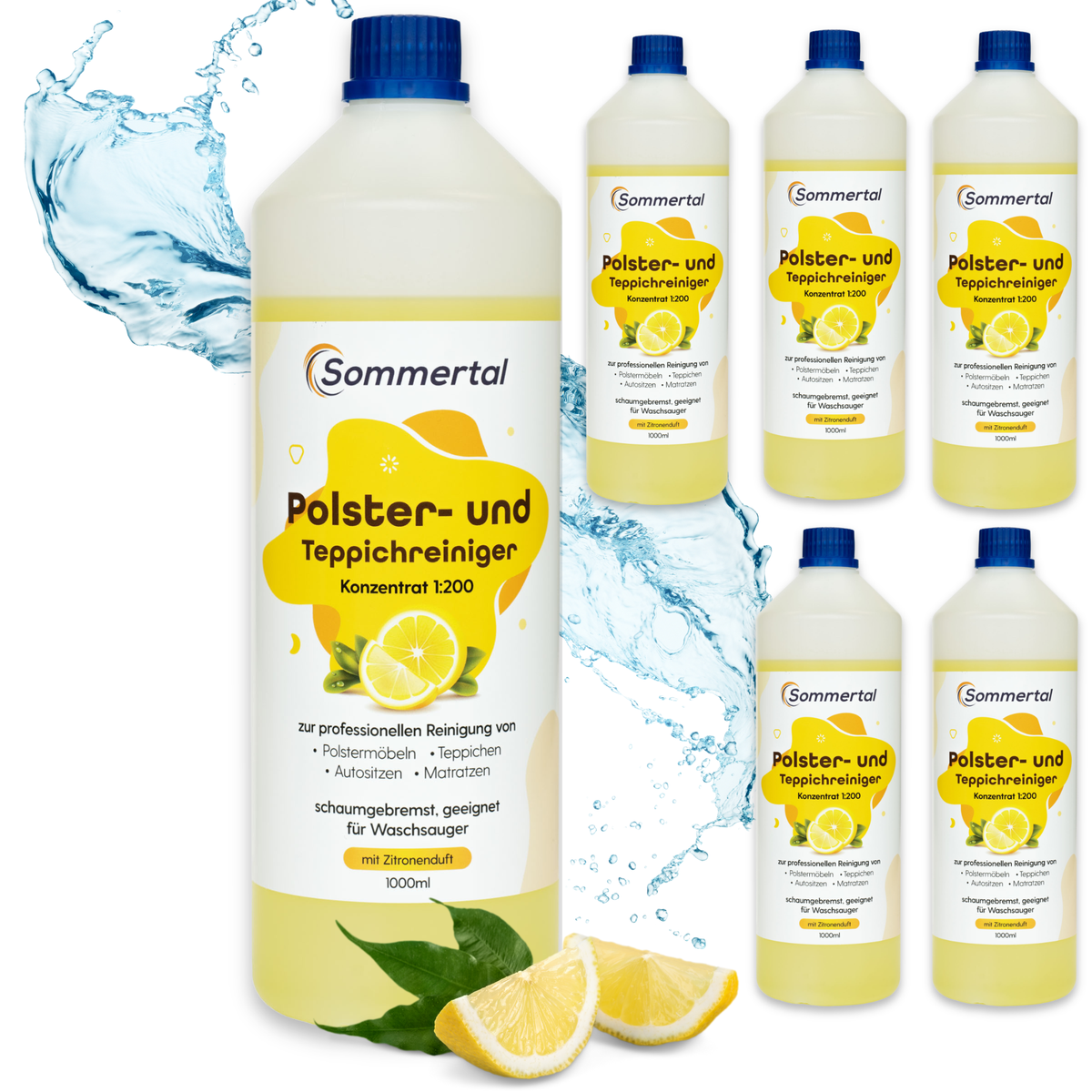 Polster- und Teppichreiniger, 6L Profi Konzentrat, für über 40 Waschvorgänge, geeignet für Sofa, Polster, Auto Sitze, Teppich