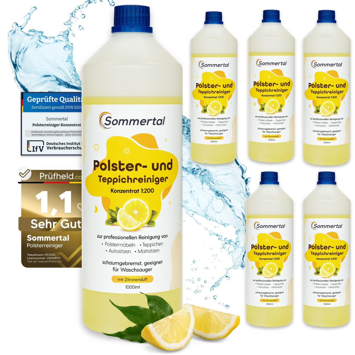 Polster- und Teppichreiniger, 6L Profi Konzentrat, für über 40 Waschvorgänge, geeignet für Sofa, Polster, Auto Sitze, Teppich